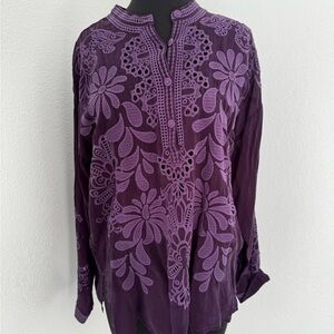 Johnny Was Deep Purple Floral Tunic